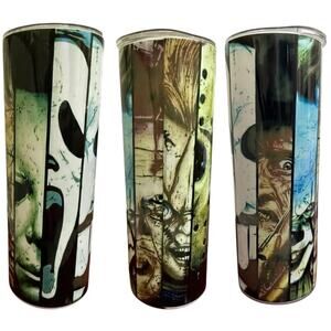 Horror Movie Villains Collage 20oz Stainless Steel Insulated Travel Tumbler~NEW